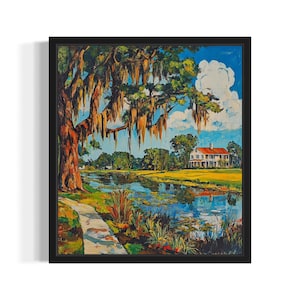 Louisiana Scenery States Art Print, Living Room Wall Art Poster, Original Painting Artwork Decor