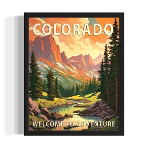 Colorado Scenery States Art Print, Living Room Wall Art Poster, Original Painting Artwork Decor