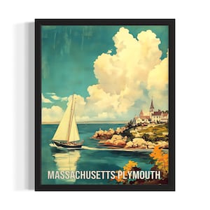 Massachusetts Plymouth States Poster Art Print, Living Room Wall Art Poster, Original Painting Artwork Decor
