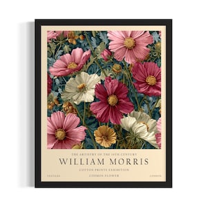 Cosmos William Morris Flower Poster Art Print, Living Room Wall Art Poster, Original Painting Artwork Decor
