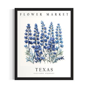 Texas State Flower Market Poster Art Print, Living Room Wall Art Poster, Original Painting Artwork Decor