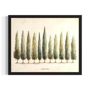 Cypress Trees Poster Art Print, Living Room Wall Art Poster, Original Painting Artwork Decor