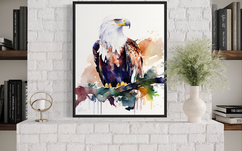 African Fish Eagle Watercolor Art Print, African Fish Eagle Monitor Painting Wall Art Decor, Original Artwork by Artist image 2