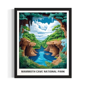 Mammoth Cave National Park Poster Art Print, Living Room Wall Art Poster, Original Painting Artwork Decor