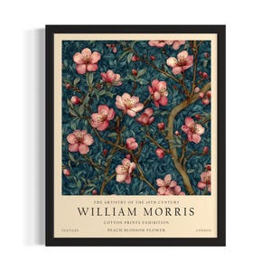 Peach Blossom William Morris Flower Poster Art Print, Living Room Wall Art Poster, Original Painting Artwork Decor
