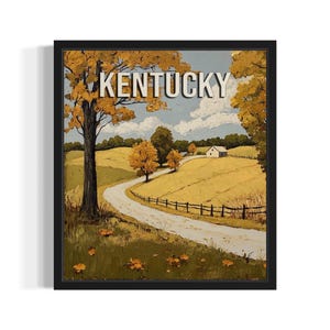Kentucky Fall States Art Print, Living Room Wall Art Poster, Original Painting Artwork Decor