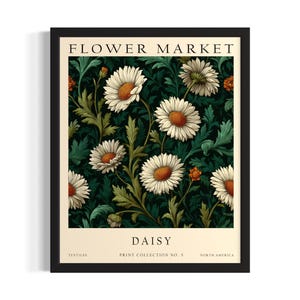 Daisy Flower Market Poster Art Print, Living Room Wall Art Poster, Original Painting Artwork Decor