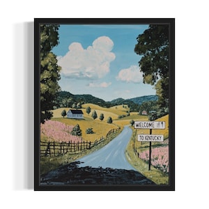 Kentucky Welcome States Art Print, Living Room Wall Art Poster, Original Painting Artwork Decor