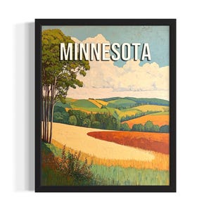 Plakat Minnesota Summer States Art Print, plakat ścienny do salonu, oryginalne dzieło sztuki dekoracyjnej