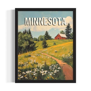 Minnesota Spring States Poster Art Print, Living Room Wall Art Poster, Original Painting Artwork Decor