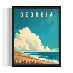 Georgia Coastal Plains States Art Print, woonkamer muurkunstposter, origineel schilderij artwork decor