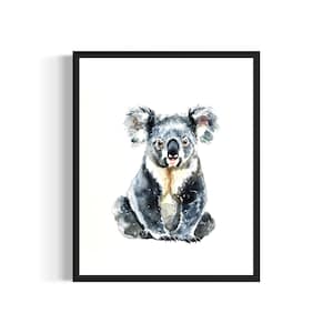 Koala Watercolor Art Print Poster, Animal Painting Wall Art Decor