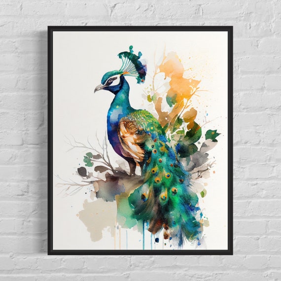 Set of 2 Dictionary Styled Matted Peacock Prints, Parchment Art