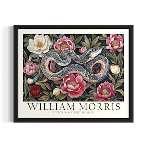 Snake William Morris Animal Poster Art Print, Living Room Wall Art Poster, Original Painting Artwork Decor