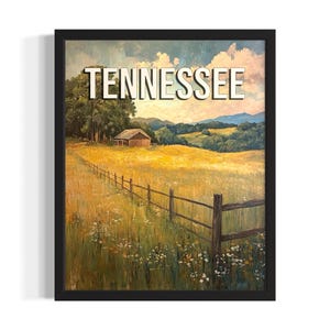 Tennessee Summer States Poster Art Print, woonkamer muurkunstposter, origineel schilderij artwork decor