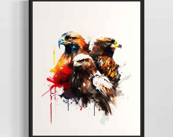 Hawk Watercolor Art Print, Hawk Painting Wall Art Decor, Original Artwork  by Artist