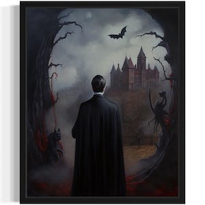 Dracula Art Print, Scary Spooky Gothic Wall Art Painting Decor Photo