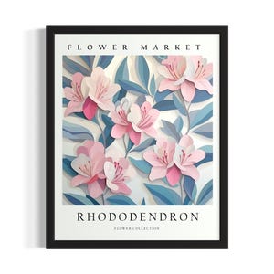 Rhododendron Flower 3D Poster Art Print, Living Room Wall Art Poster, Original Painting Artwork Decor