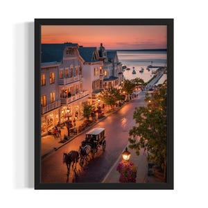 Michigan Mackinac Island States Poster Art Print, Living Room Wall Art Poster, Original Painting Artwork Decor