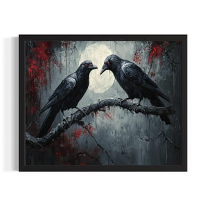 Demonic Ravens Huanted Animals Poster Art Print, Living Room Wall Art Poster, Original Painting Artwork Decor