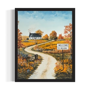 Indiana Welcome State Park State Park States Art Print, Living Room Wall Art Poster, Original Painting Artwork Decor