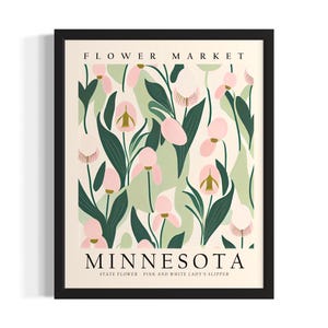 Minnesota Flower Market States Poster Art Print, plakat ścienny do salonu, oryginalny obraz dekoracyjny