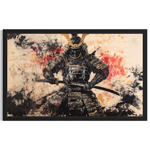Samurai Warrior Japanese Poster Art Print, Living Room Wall Art Poster, Original Painting Artwork Decor