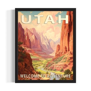 Utah Scenery States Poster Art Print, Living Room Wall Art Poster, Original Painting Artwork Decor