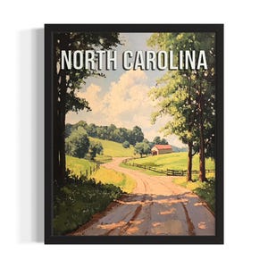 Pôster de arte impressa dos estados de verão da Carolina do Norte, pôster de arte de parede para sala de estar, decoração de pintura original