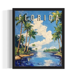 Florida Summer States Art Print, Living Room Wall Art Poster, Original Painting Artwork Decor