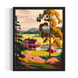 Minnesota Scenery States Plakat Art Print, Plakat ścienny do salonu, Oryginalne dzieło sztuki dekoracyjnej