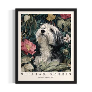 Havanese William Morris Dogs Poster Art Print, Living Room Wall Art Poster, Original Painting Artwork Decor