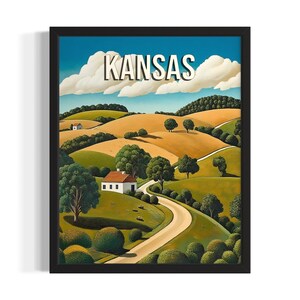 Kansas Summer States Art Print, Living Room Wall Art Poster, Original Painting Artwork Decor