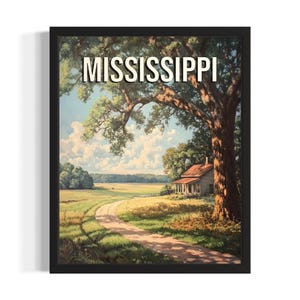 Mississippi Spring States Poster Art Print, Living Room Wall Art Poster, Original Painting Artwork Decor