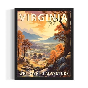 Virginia landschap staten poster art print, woonkamer muur kunstposter, origineel schilderij artwork decor