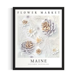 Maine State Blumenmarkt Poster Kunstdruck, Wohnzimmer Wand Kunst Poster, Original Gemälde Kunstwerk Dekor