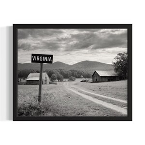 Virginia vintage zwart-wit staten poster art print, woonkamer muur kunst poster, origineel schilderij artwork decor