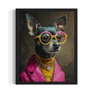 Chihuahua Dog Poster Art Print, Living Room Wall Art Poster, Original Painting Artwork Decor