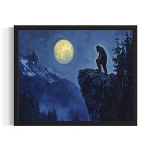 Bigfoot Huanted Animals Poster Art Print, Living Room Wall Art Poster, Original Painting Artwork Decor