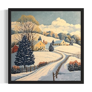 Maryland Winter States Poster Art Print, Living Room Wall Art Poster, Original Painting Artwork Decor