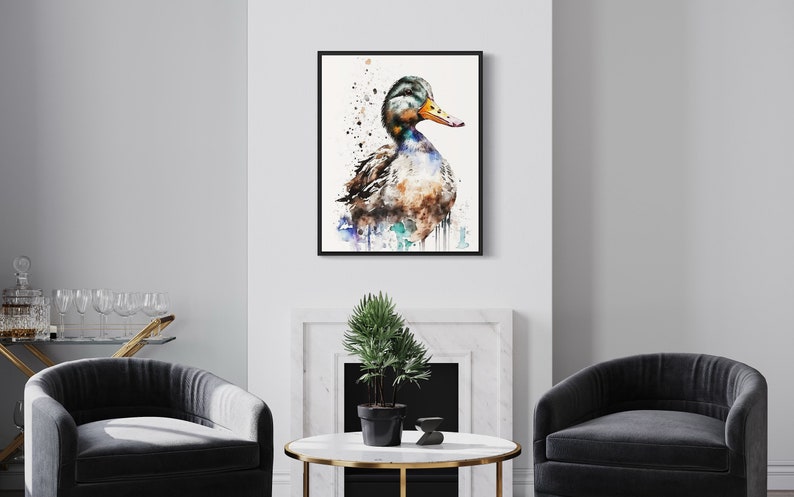 Duck Watercolor Art Print, Duck Painting Wall Art Decor, Original Artwork by Artist image 8