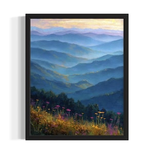 Tennessee Great Smoky Mountains States Poster Art Print, Living Room Wall Art Poster, Original Painting Artwork Decor