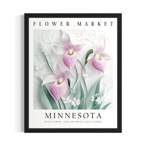 Minnesota State Flower Market Poster Art Print, Living Room Wall Art Poster, Original Painting Artwork Decor