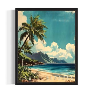 Hawaii Beaches States Art Print, woonkamer muurkunstposter, origineel schilderij artwork decor