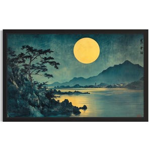 Moonlit Night Japanese Poster Art Print, Living Room Wall Art Poster, Original Painting Artwork Decor