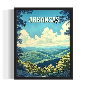 Arkansas Ozark Mountains States Art Print, Living Room Wall Art Poster, Original Painting Artwork Decor