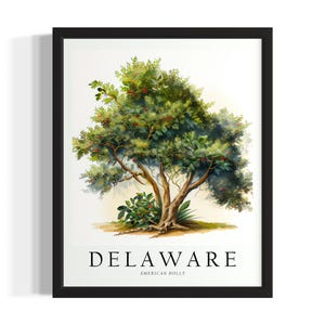 Impression d&#39;art Delaware Tree States, affiche d&#39;art mural de salon, décoration d&#39;oeuvre de peinture originale