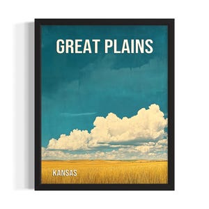 Kansas Great Plains States Art Print, Living Room Wall Art Poster, Original Painting Artwork Decor