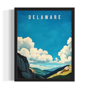Impression d&#39;art des États des montagnes du Delaware, affiche d&#39;art mural de salon, décoration oeuvre d&#39;art peinture originale