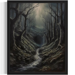Dark Tunnel Art Print, Gruselige Gruselige Gothic Wand Kunst Gemälde Dekor Foto